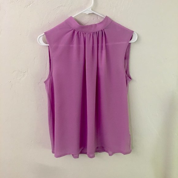 French Connection NWT Lilac Lavender Crepe Satin High Neck Sleeveless Blouse - Picture 3 of 10